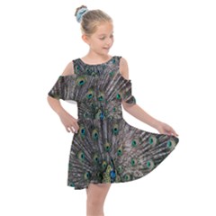 Peacock-feathers1 Kids  Shoulder Cutout Chiffon Dress by nateshop