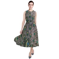 Peacock-feathers1 Round Neck Boho Dress