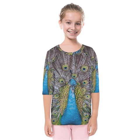 Peacock-feathers2 Kids  Quarter Sleeve Raglan T-shirt by nateshop