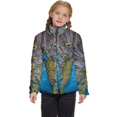 Peacock-feathers2 Kids  Puffer Bubble Jacket Coat