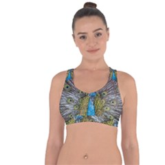 Peacock-feathers2 Cross String Back Sports Bra by nateshop