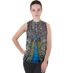 Peacock-feathers2 Mock Neck Chiffon Sleeveless Top by nateshop