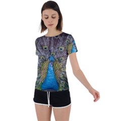 Peacock-feathers2 Back Circle Cutout Sports T-shirt by nateshop