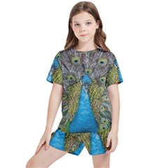 Peacock-feathers2 Kids  T-shirt And Sports Shorts Set by nateshop