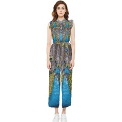 Peacock-feathers2 Women s Frill Top Chiffon Jumpsuit by nateshop