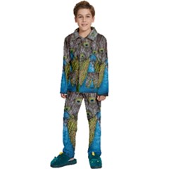 Peacock-feathers2 Kids  Long Sleeve Velvet Pajamas Set