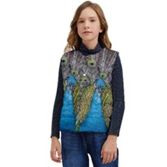 Peacock-feathers2 Kid s Button Up Puffer Vest	