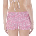 Pink Texture With White Flowers, Pink Floral Background Boyleg Bikini Wrap Bottoms View2