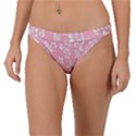 Pink Texture With White Flowers, Pink Floral Background Band Bikini Bottoms View1