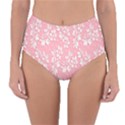 Pink Texture With White Flowers, Pink Floral Background Reversible High-Waist Bikini Bottoms View1