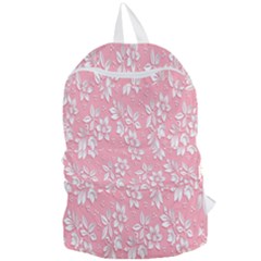 Pink Texture With White Flowers, Pink Floral Background Foldable Lightweight Backpack by nateshop