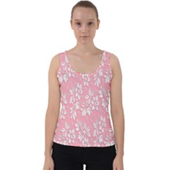 Pink Texture With White Flowers, Pink Floral Background Velvet Tank Top by nateshop