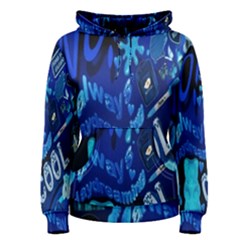 Really Cool Blue, Unique Blue Women s Pullover Hoodie by nateshop