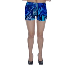 Really Cool Blue, Unique Blue Skinny Shorts by nateshop