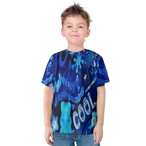 Really Cool Blue, Unique Blue Kids  Cotton T-shirt by nateshop