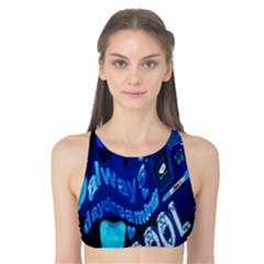 Really Cool Blue, Unique Blue Tank Bikini Top by nateshop