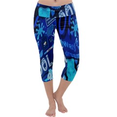 Really Cool Blue, Unique Blue Capri Yoga Leggings