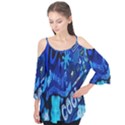 Really Cool Blue, Unique Blue Flutter Sleeve T-Shirt  View1