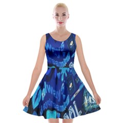 Really Cool Blue, Unique Blue Velvet Skater Dress by nateshop