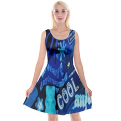 Really Cool Blue, Unique Blue Reversible Velvet Sleeveless Dress by nateshop