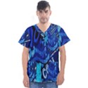 Really Cool Blue, Unique Blue Men s V-Neck Scrub Top View1