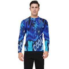 Really Cool Blue, Unique Blue Men s Long Sleeve Rash Guard by nateshop