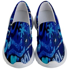 Really Cool Blue, Unique Blue Kids Lightweight Slip Ons by nateshop