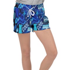 Really Cool Blue, Unique Blue Women s Velour Lounge Shorts by nateshop