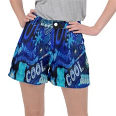 Really Cool Blue, Unique Blue Women s Ripstop Shorts by nateshop