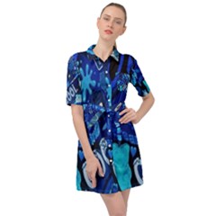 Really Cool Blue, Unique Blue Belted Shirt Dress by nateshop