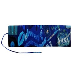 Really Cool Blue, Unique Blue Roll Up Canvas Pencil Holder (m) by nateshop