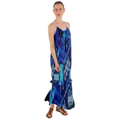 Really Cool Blue, Unique Blue Cami Maxi Ruffle Chiffon Dress by nateshop