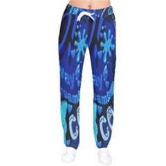 Really Cool Blue, Unique Blue Women Velvet Drawstring Pants by nateshop