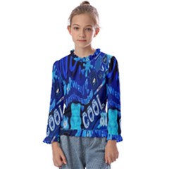 Really Cool Blue, Unique Blue Kids  Frill Detail T-shirt