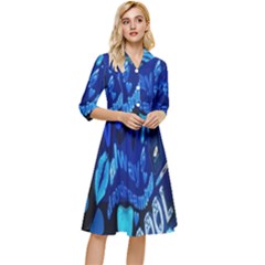 Really Cool Blue, Unique Blue Classy Knee Length Dress by nateshop