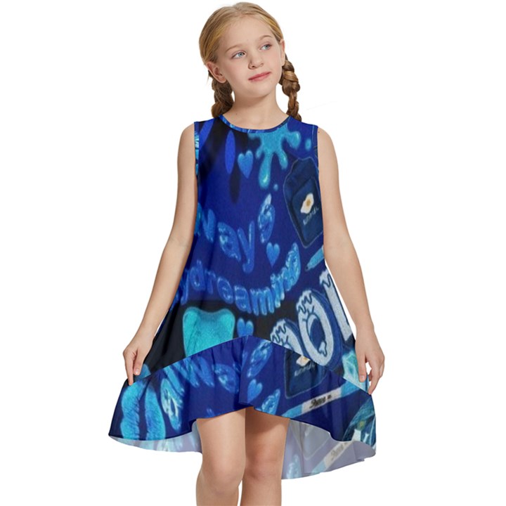 Really Cool Blue, Unique Blue Kids  Frill Swing Dress