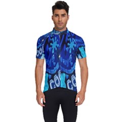 Really Cool Blue, Unique Blue Men s Short Sleeve Cycling Jersey by nateshop