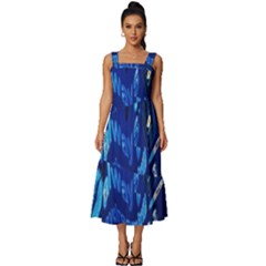 Really Cool Blue, Unique Blue Square Neckline Tiered Midi Dress by nateshop