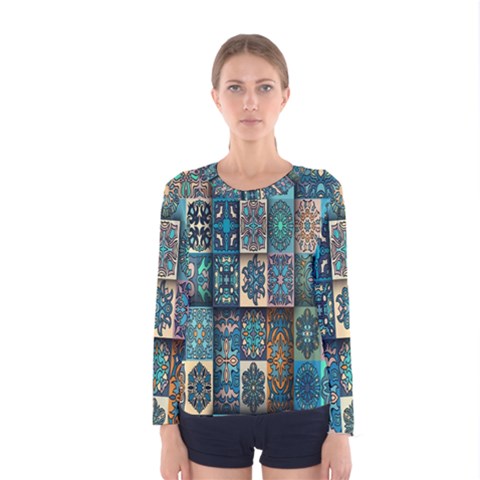 Texture, Pattern, Abstract, Colorful, Digital Art Women s Long Sleeve T-shirt by nateshop