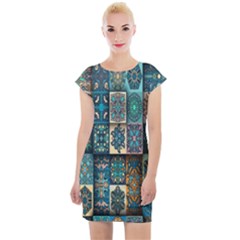 Texture, Pattern, Abstract, Colorful, Digital Art Cap Sleeve Bodycon Dress by nateshop