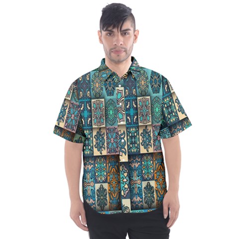 Texture, Pattern, Abstract, Colorful, Digital Art Men s Short Sleeve Shirt by nateshop