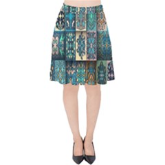 Texture, Pattern, Abstract, Colorful, Digital Art Velvet High Waist Skirt by nateshop