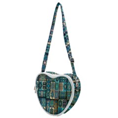 Texture, Pattern, Abstract, Colorful, Digital Art Heart Shoulder Bag by nateshop