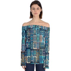 Texture, Pattern, Abstract, Colorful, Digital Art Off Shoulder Long Sleeve Top