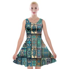 Texture, Pattern, Abstract, Colorful, Digital Art Velvet Skater Dress by nateshop