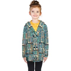 Texture, Pattern, Abstract, Colorful, Digital Art Kids  Double Breasted Button Coat by nateshop