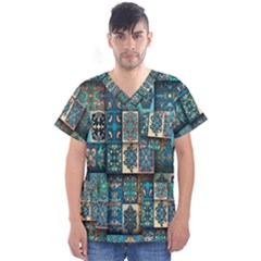 Texture, Pattern, Abstract, Colorful, Digital Art Men s V-neck Scrub Top