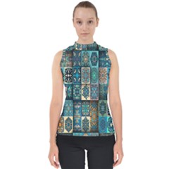 Texture, Pattern, Abstract, Colorful, Digital Art Mock Neck Shell Top by nateshop