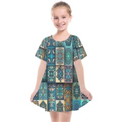 Texture, Pattern, Abstract, Colorful, Digital Art Kids  Smock Dress by nateshop