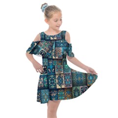 Texture, Pattern, Abstract, Colorful, Digital Art Kids  Shoulder Cutout Chiffon Dress by nateshop